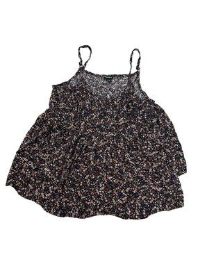 Torrid Black Ditsy Floral Baby Doll Sleeveless Top Adjustable Straps Plus Sz 2X